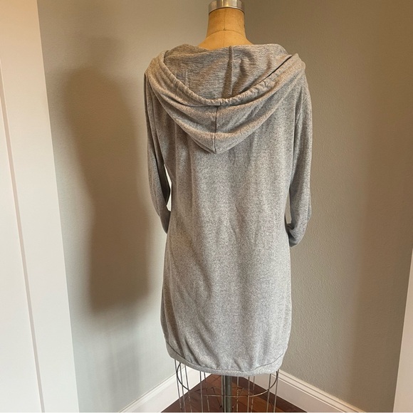 SHEIN- SZ M Gray Kangaroo Pocket Drawstring Hooded Sweatshirt Dress - Picture 3 of 7
